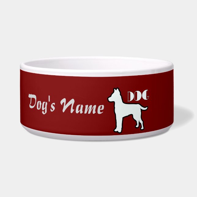 Personalize DOG Logo Dk Red Large Dog  Bowl (Front)