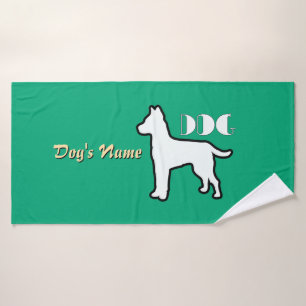 Personalize DOG Logo Green Doggie Bath Towel