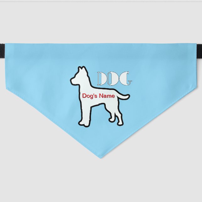 Personalize DOG Logo Lt Blue Large Dog  Pet Bandana Collar (Front)