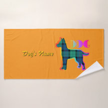 Personalize DOG Logo Rainbow Orange Plaid Doggie