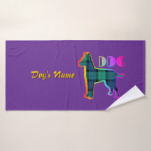 Personalize DOG Logo Rainbow Purple Plaid Doggie