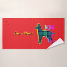 Personalize DOG Logo Rainbow Red Plaid Doggie