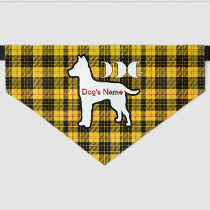 Personalize DOG Logo Yellow Plaid Large Dog  Pet Bandana Collar
