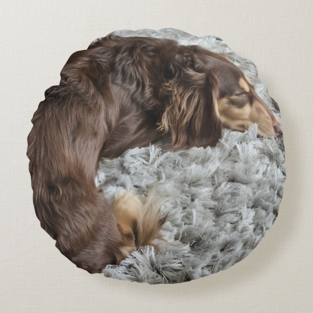 Personalize Dog Lover Pillow-Use Your Pet's Photo Round Pillow (Front)