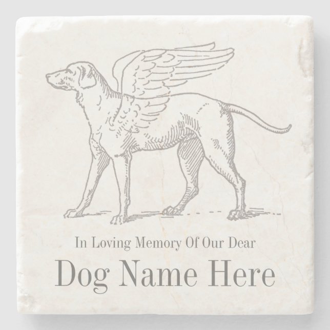 Personalize Dog Memorial Stone Coaster (Front)