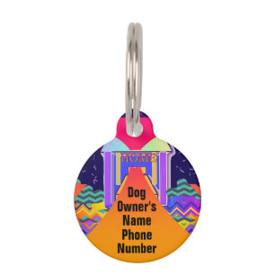 Personalize Dog Owner's Name Phone Number Round  Pet ID Tag
