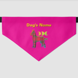 Personalize DOG Red Plaid Hot Pink Large Dog Pet Bandana Collar