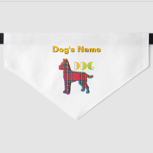 Personalize DOG Red Plaid White Large Dog  Pet Bandana Collar