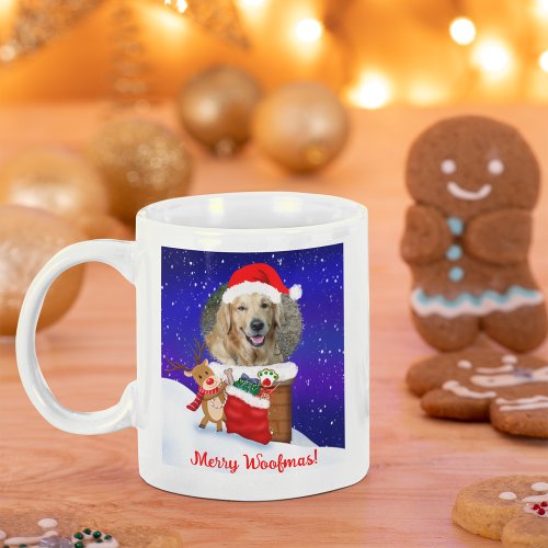 Personalize Dog Santa Rooftop Reindeer With Gifts  Coffee Mug