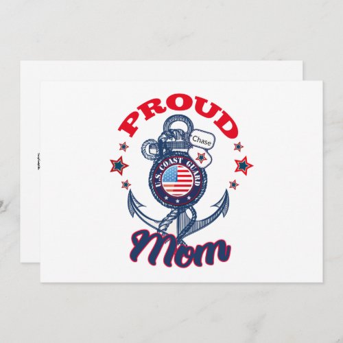 Personalize Dog Tag Proud US Coast Guard Mom Holiday Card