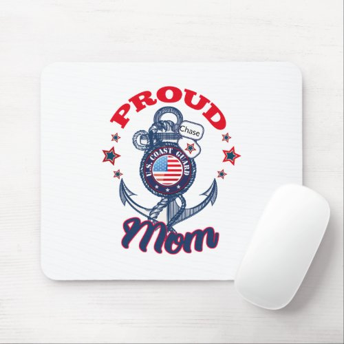 Personalize Dog Tag Proud US Coast Guard Mom Mouse Pad
