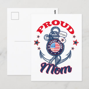 Personalize Dog Tag Proud U.S. Coast Guard Mom Postcard