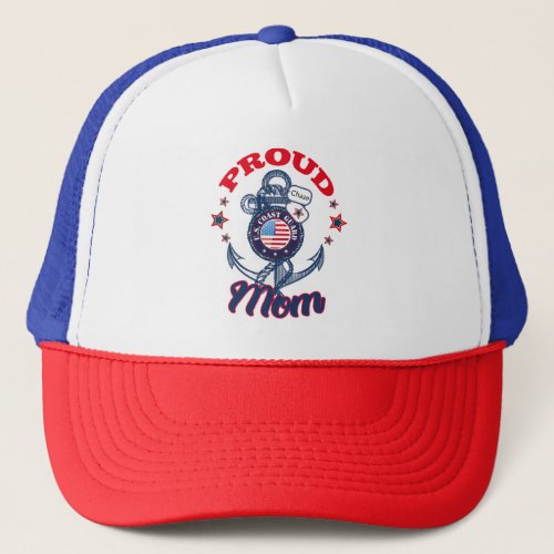 Personalize Dog Tag Proud US Coast Guard Mom Trucker Hat