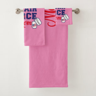 Personalize Dog Tag U.S. Air Force Mom Bath Towel Set