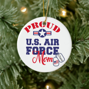 Personalize Dog Tag U.S. Air Force Mom Ceramic Ornament