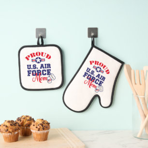Personalize Dog Tag U.S. Air Force Mom Oven Mitt & Pot Holder Set