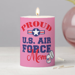 Personalize Dog Tag U.S. Air Force Mom Pillar Candle