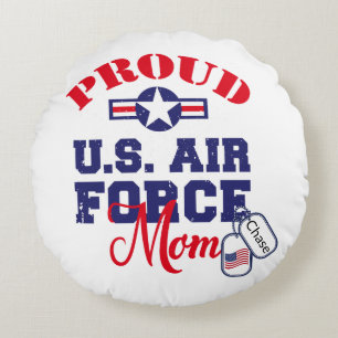 Personalize Dog Tag U.S. Air Force Mom Round Pillow