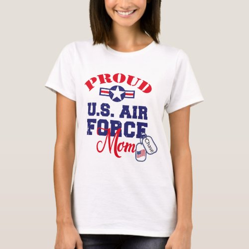 Personalize Dog Tag US Air Force Mom T_Shirt