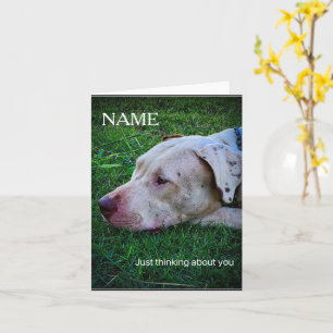 Personalize Dog thinking greeting card 