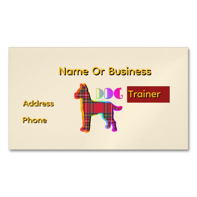 Personalize Dog Trainer Beige   Business Card Magnet (Front)