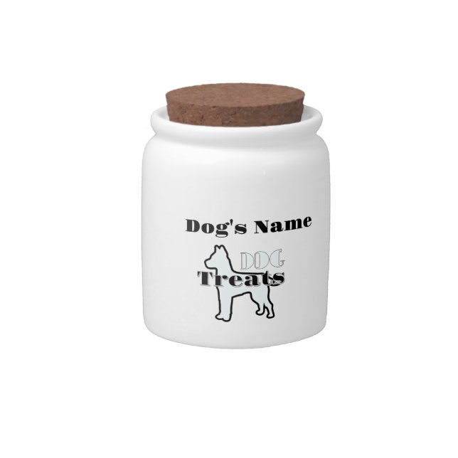 Personalize DOG TREATS Black White Dog Treats Jar  (Front)