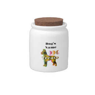 Personalize DOG TREATS Yellow Plaid Dog Treat Jar