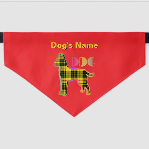 Personalize DOG Yellow Plaid Red Large Dog Pet Bandana Collar