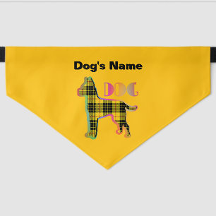 Personalize DOG Yellow Plaid Yellow Large Dog Pet Bandana Collar