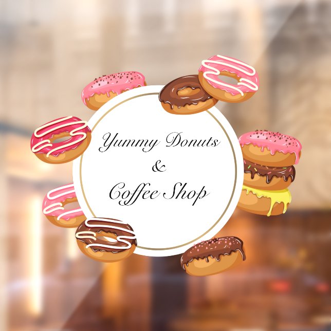 Personalize Donut Coffee Bakery Baked Goods Shop Window Cling (Sheet 2)