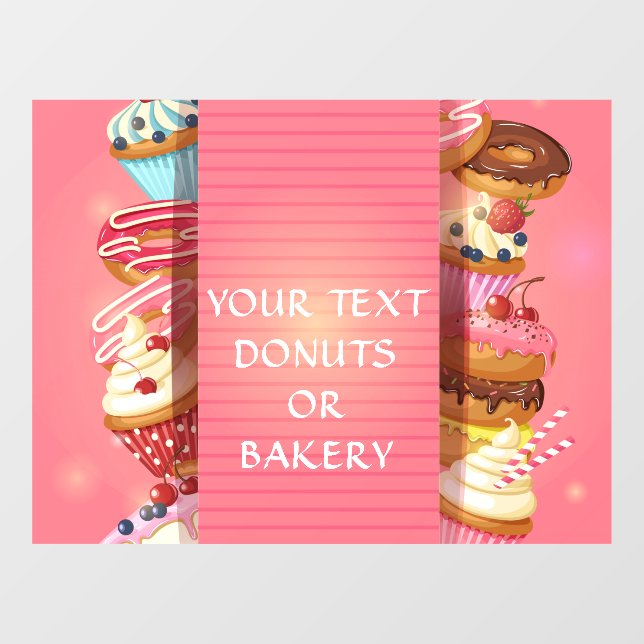 Personalize Donuts or Bakery Shop Business Window Cling (Sheet)