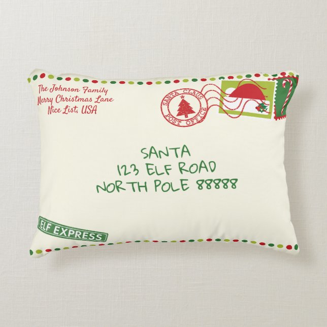 Personalize Dots Santa Letter Christmas Accent Pillow (Front)