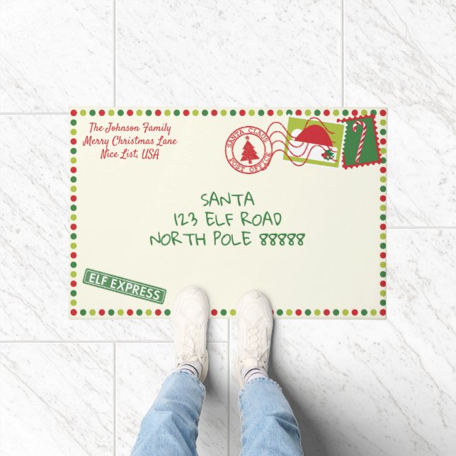 Personalize Dots Santa Letter Christmas Doormat (Indoor)