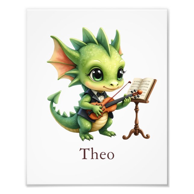 Personalize Dragon Art Print Custom Name Kids Room (Front)