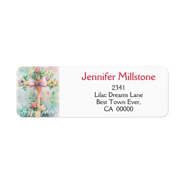 Personalize. Easter Church Cross. Label (Front)