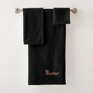 Personalize Ebony Black Bath Towel Set