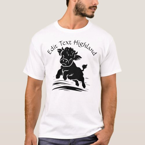Personalize Edit Text Happy Highland Cow T_Shirt
