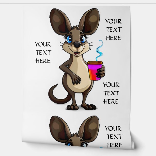 Personalize Edit Text Kangaroo Hot Coffee Decor Wallpaper (Unrolling)