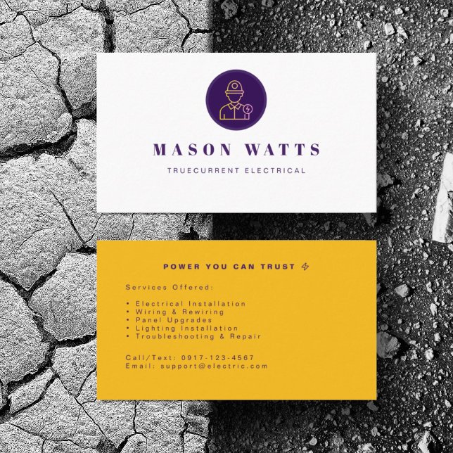 Personalize Electric Power Services Installation Business Card (Personalize with your business card details)