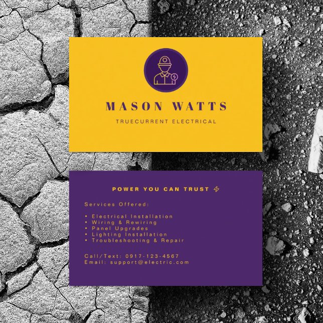 Personalize Electrical Power Services Installation Business Card (Personalize with your business card details)