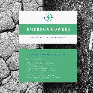 Personalize Electrician Powers Repair Service Business Card