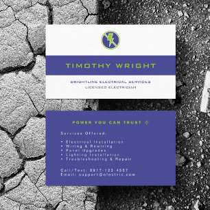 Personalize Electrician Powers Repair Services Business Card