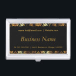 Personalize - Elegant Black & Gold Damask Business Card Holder<br><div class="desc">Professional Business Card Holders in a black and gold accent print with DIY Text. ⭐This Product is 100% Customizable. Graphics and/or text can be added, deleted, moved, resized, changed around, rotated, etc... ✔(just by clicking on the "EDIT DESIGN" area) ⭐99% of my designs in my store are done in layers....</div>
