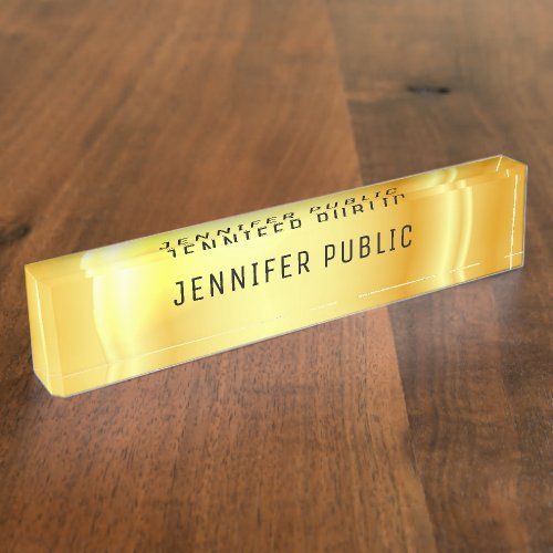 Personalize Elegant Faux Gold Metallic Look Desk Name Plate