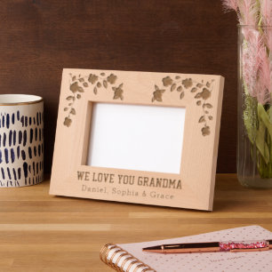 Personalize Elegant Floral We Love You Grandma Engraved Frames