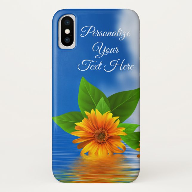 Personalize Elegant Flowers Drift on Ocean Water Case-Mate iPhone Case (Back)