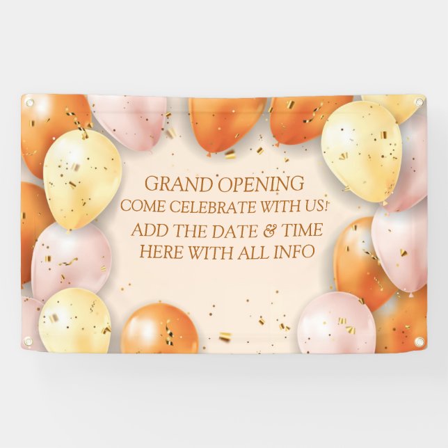 Personalize Elegant Grand Opening Balloons Foil Banner (Horizontal)