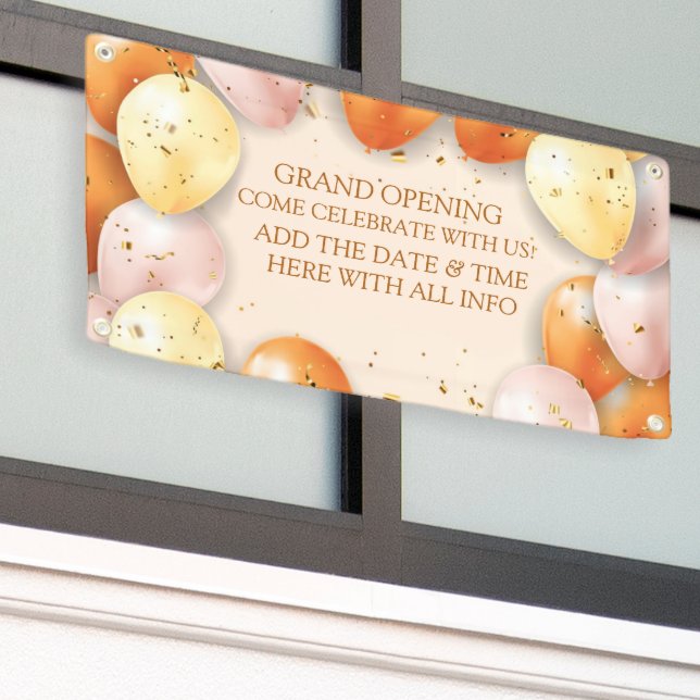 Personalize Elegant Grand Opening Balloons Foil  Banner (Outside Building)