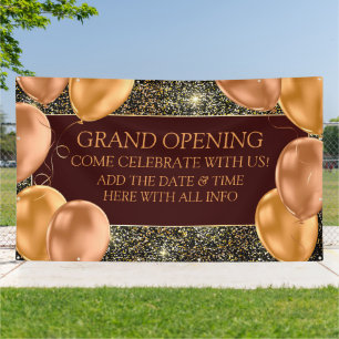 Personalize Elegant Grand Opening Gold Balloons Banner