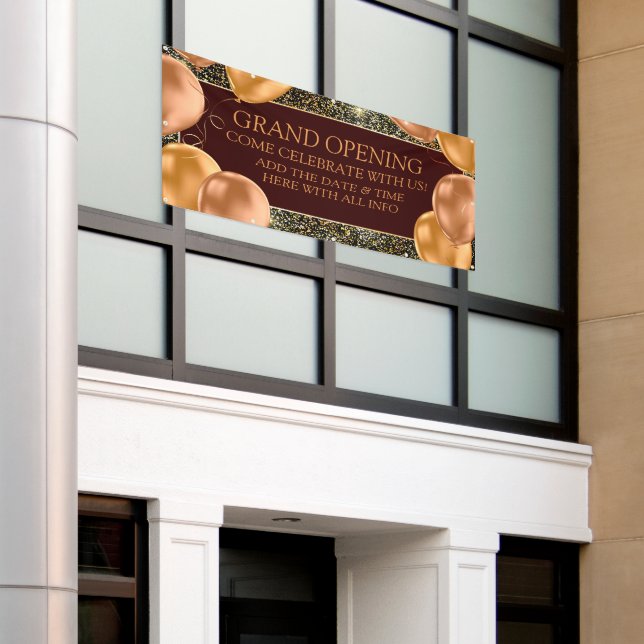 Personalize Elegant Grand Opening Gold Balloons   Banner (Outside Building)